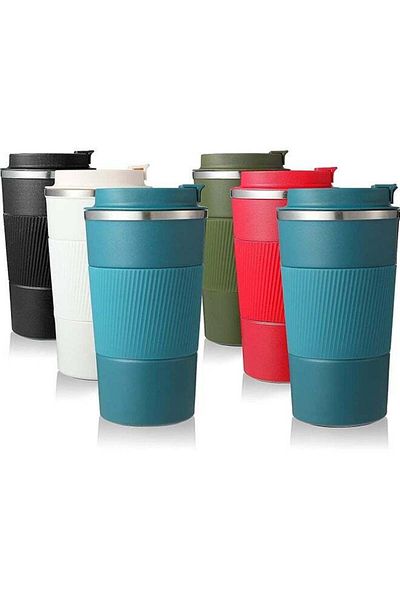 COOYA 510ml Insulated Coffee Travel Mug,6 Pack,Stainless Steel Vacuum Insulation Tumbler