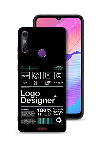 Tolwak غطاء حماية لهاتف Huawei Enjoy 20e، ملصق مصمم بشعار