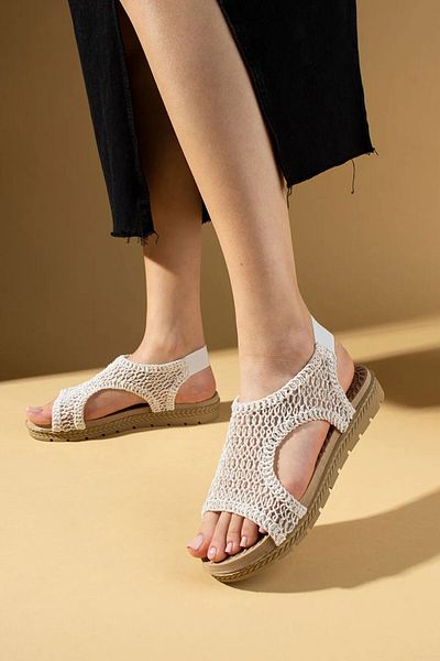 Gob London Women's Lace Summer Sandals Thin Sole Back Elastic 1021-123-0004