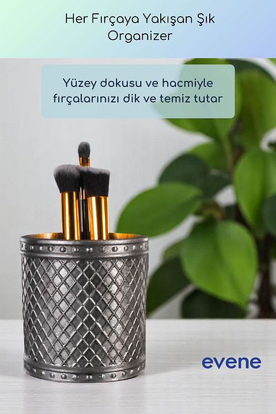 Evene Makeup Organizer Βούρτσα Μακιγιάζ Organizer Organizer Ασημί Αντίκα Χρώμα Μοντέλο 90
