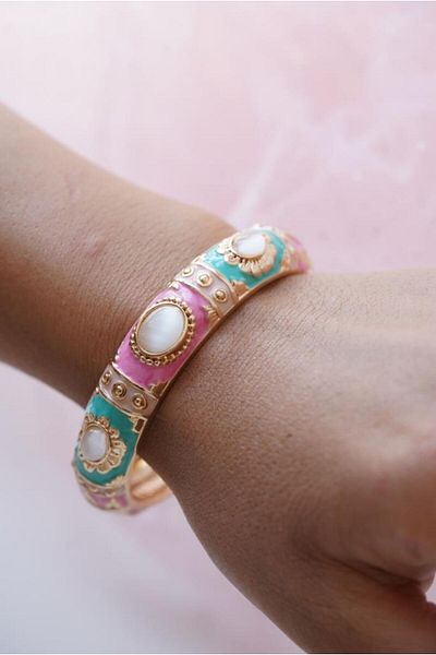 AŞIK ACCESSORIES Turquoise Pink Vintage Handcuff Bracelet