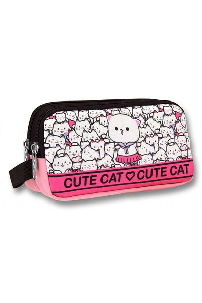 ÜMİT ÇANTA Ümit Çanta 5014 (Cute Cats Pattern - Pink and White Color) Τσάντα μολυβιού για κορίτσια