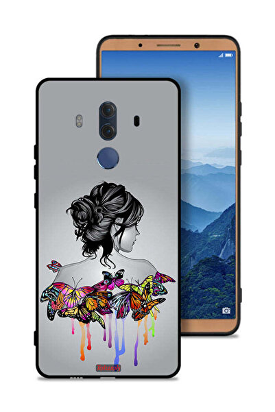Tolwak غطاء حماية لهاتف هواوي ميت 10 برو برسومات فراشات وفتاة فنية تجريدية