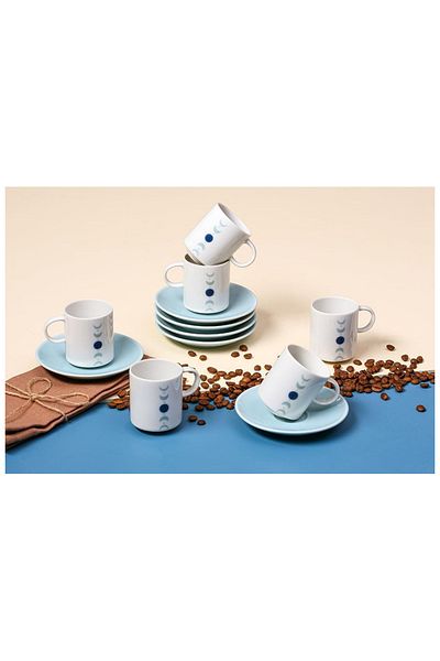 Porland Turquoise Coffee Set for 6 People 90Cc