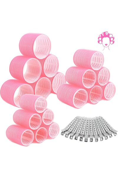 ELAUR 24 Pcs Hair Rollers & Clips, Self Holding Hair Curlers with Clips, Large Rollers for Hair Set,
