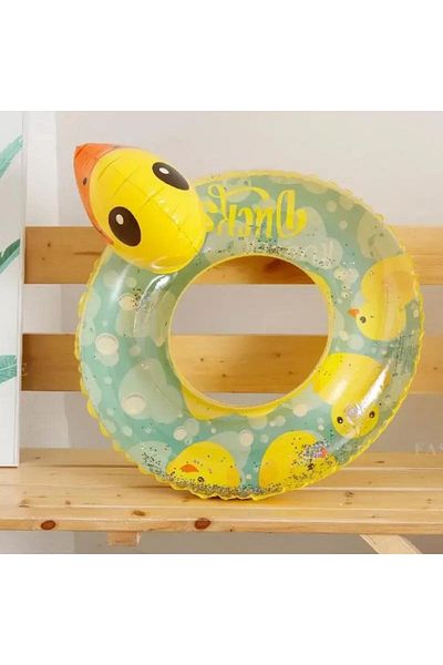 BaoBao Inflatable children's ring Baobao yellow duck with 3D glitter 60 cm large pool