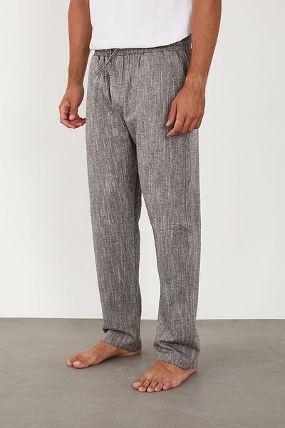 FRANKNESS JNS Men's Linen Trousers Elastic Waist Baggy Relaxed Fit
