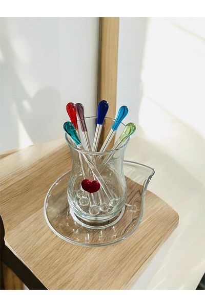 nazarboncuğu Colored Glass Handmade Tea Spoon Set of 6