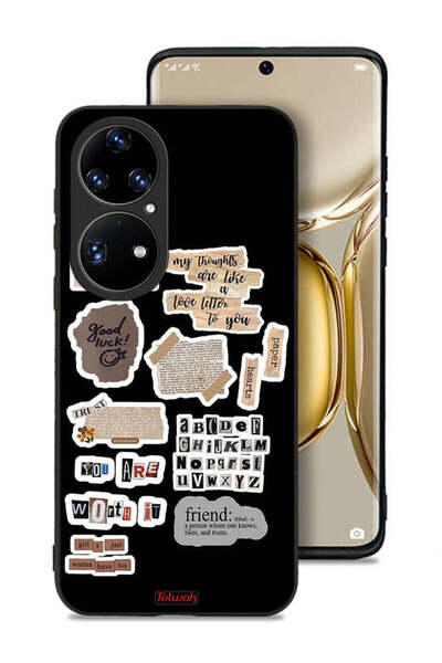 Tolwak غطاء حماية لهاتف هواوي P50 Pro مع ملصقات اقتباسات الحظ السعيد