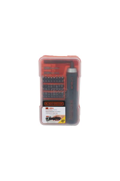 Black&Decker 3.6V Cordless Screwdriver with 30 Accessories and USB Charger Black and Orange