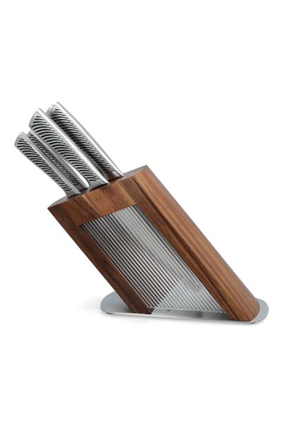 Parfait High Quality Kitchen Knife Set with Acrylic Stand Silver and Brown