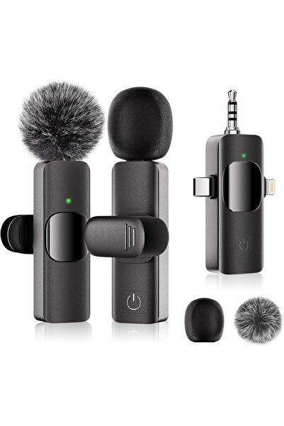 Generic Professional Wireless Lavalier Mini Microphone - Microphone for iPhone/Android/Camera, 3 in 1 Cordle