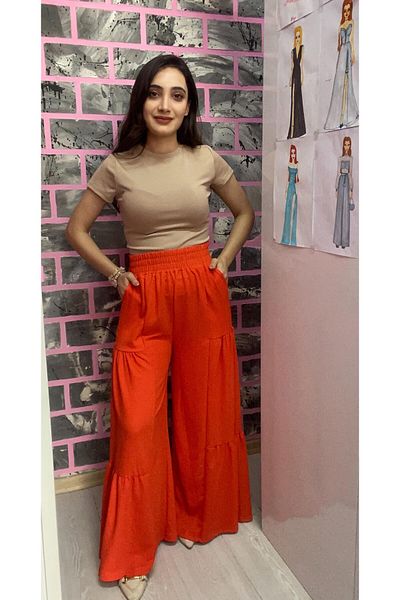 EGELİMODA Bürümcük Elastic Wide Leg Pocket Trousers