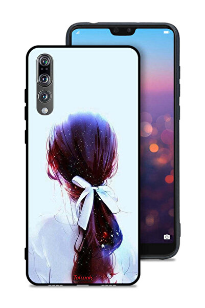 Tolwak غطاء حماية لهاتف هواوي P20 Pro بتصميم ربطة شعر مع رباط شعر وفن فتاة