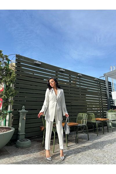 LOBOLIC Women's Stone Detailed Jacket Pants Suit- Bottom Top Set