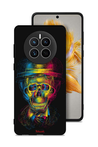 Tolwak غطاء حماية لهاتف هواوي ميت 50 بتصميم جمجمة وقبعة ملونة وفن خيالي