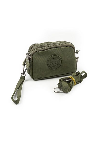 İMAKS Mini Size Crinkle / Clinkir 3 Zipper Wristlet/Shoulder Strap Bag Coin Purse K. Green 3032