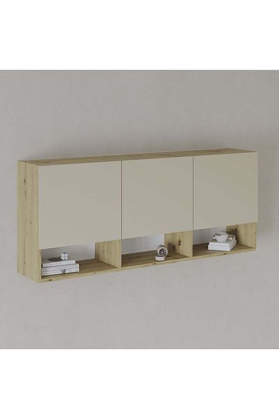 haaus.ro haaus Malmo wall cabinet, 3 doors, Artisan Oak/Clay, 144 x 27 x 60 cm