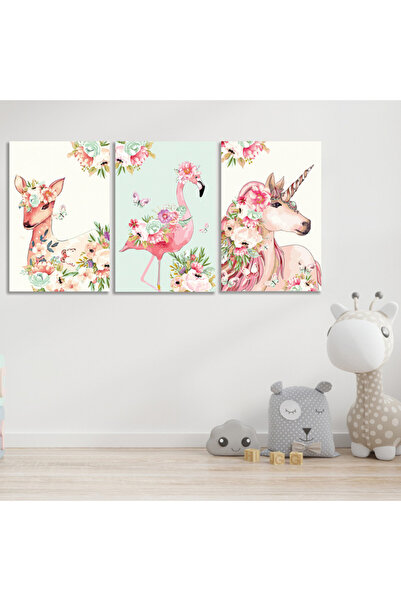 4gdran ثلاث لوحات قماشية مودرن لغرف الأطفال مع برواز شامبين مجوف