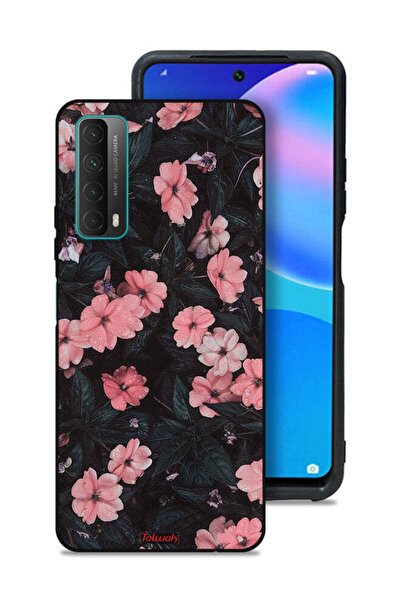 Tolwak غطاء حماية لهاتف هواوي Y7a - لون الخوخ والورود الصغيرة