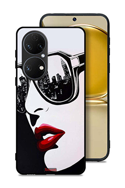 Tolwak غطاء حماية لهاتف هواوي P50 بتصميم وجه فتاة وفن تجريدي