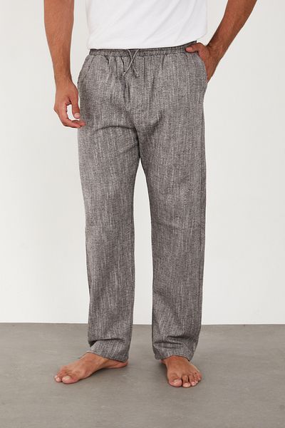 FRANKNESS JNS Men's Linen Trousers Elastic Waist Baggy Relaxed Fit