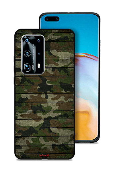 Tolwak غطاء حماية لهاتف هواوي بي 40 برو بلس 5G بنمط خشبي مموه