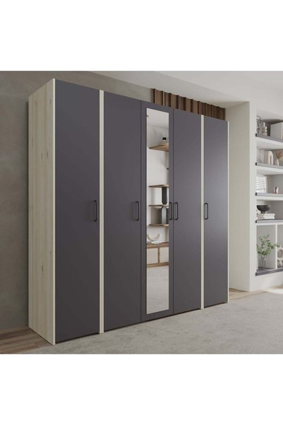 haaus.ro Dressing haaus Malmo V5, Stejar Alb/Antracit, L 200 cm