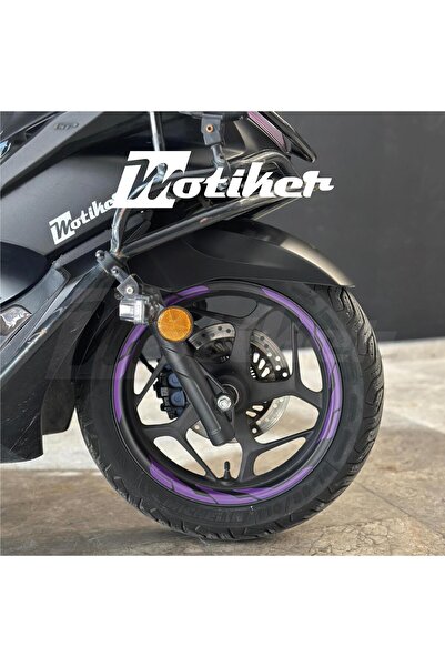 Motiker Honda PCX 125 Tüm Yıllar Uyumlu Jant Sticker Mor Renk 12'li Sticker