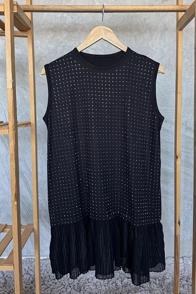 julude Μαύρο Μαντήλι Full Lycra με Στράς Χωρίς Μανίκια Εσώρουχο Τουνίκ