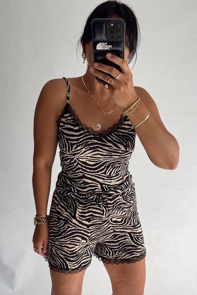 MJAMASS Zebra Lace Shorts Set