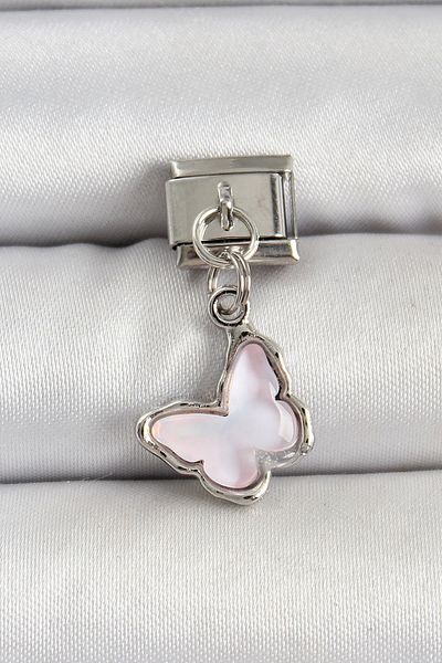 Clariss 316L Steel Silver Color Lilac Butterfly Model Nomination Charm