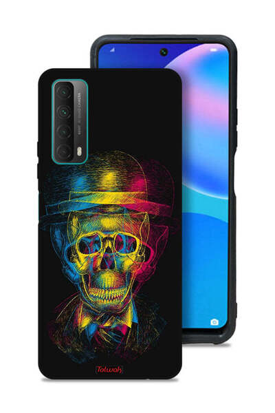 Tolwak غطاء حماية لهاتف هواوي بي سمارت (2021) - جمجمة وقبعة ملونة - فن خيالي