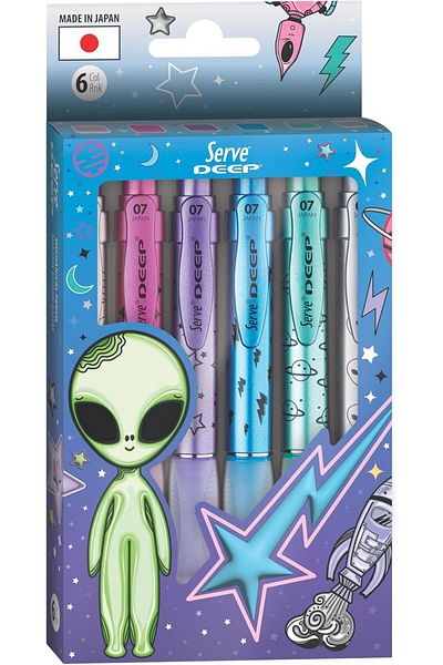 Mena Rise Şirinshop Deep M.Kur Pen Space Theme Metallic 6 Li Box Set-B 1108107