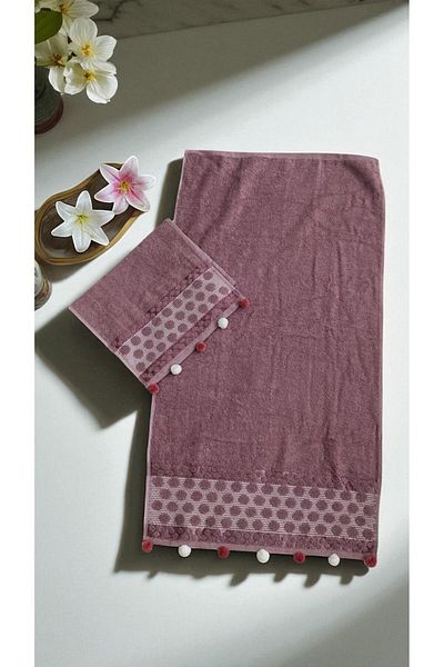 MİLAYS LİFE HOME COLLECTİON Anali Girl Pompon 2-Piece Towel Set