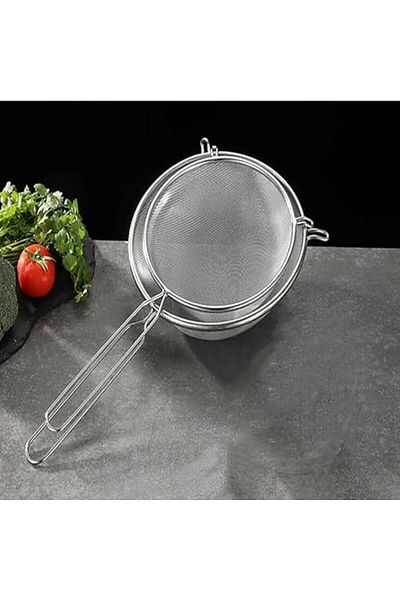 Mena Rise Şirinshop Metal Handle Round Kitchen Strainer, Fine Mesh, 3 Different Sizes (20 cm) 1108107