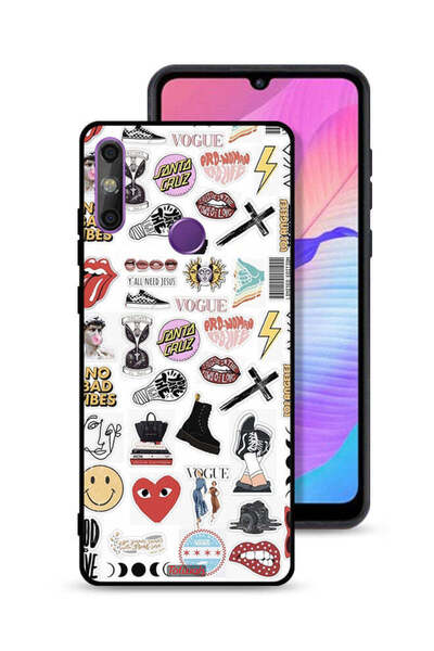 Tolwak Huawei Enjoy 20e Protective Case Cover No Bad Vibes Stickers