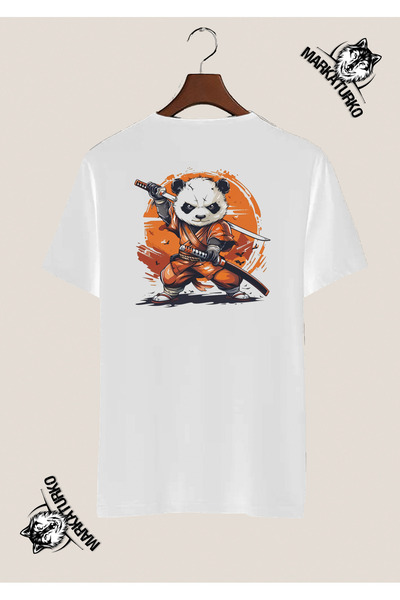 MarkaTurko تيشيرت ساموراي باندا بتصميم خاص مطبوع على الظهر 8415-15