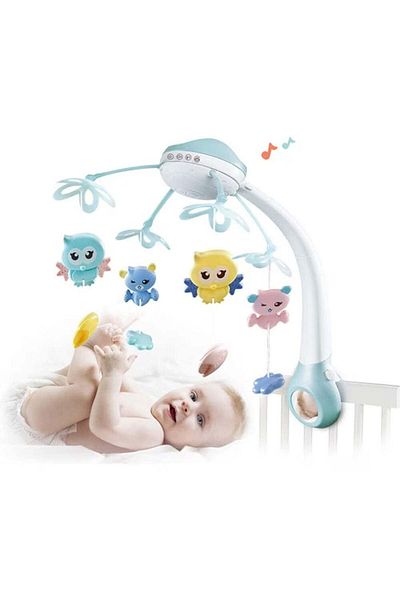 divendi-ro Musical Carousel with Projections and Remote Control, 13 Soothing Songs and 500 Sounds, Blue