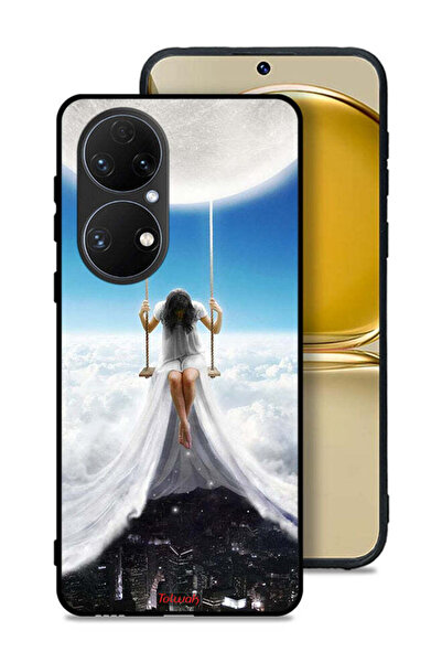 Tolwak غطاء حماية لهاتف هواوي P50 بتصميم غيوم القمر وفن المدينة