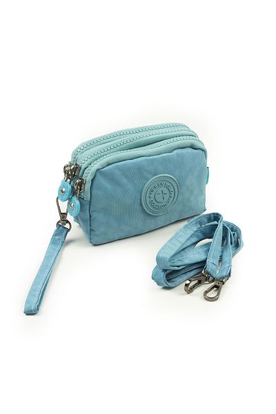İMAKS Mini Size Crinkle / Clinkir 3 Fermoar Brățară/Curea de umăr Geanta Portofel pentru monede Aqua Blue 3032
