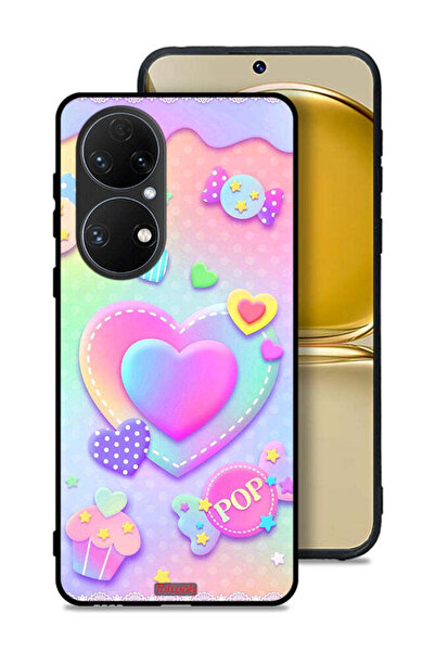 Tolwak Huawei P50E Protective Case Cover Pop Hearts Art