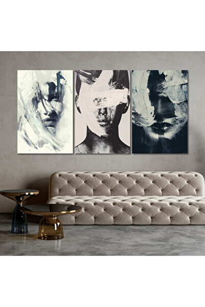 Marktna ثلاث لوحات قماشية مودرن بتصميم المرأة مع برواز شامبين مجوف