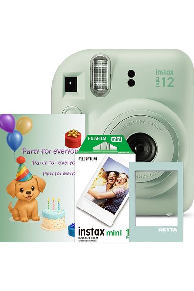 Fujifilm Fujifilm Instax Mini 12 Party Pack Instant Camera, with 10 Films, Greeting Card and Magnetic Frame