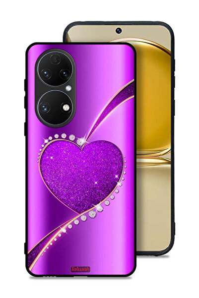 Tolwak Huawei P50E Protective Case Cover Glitter Heart