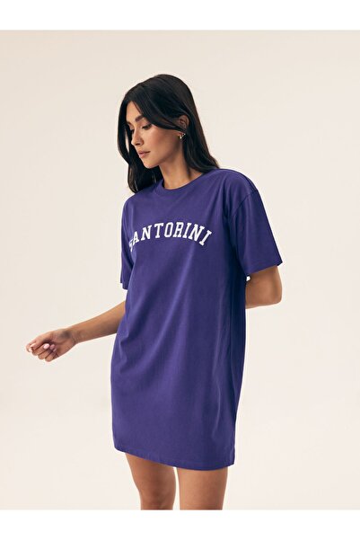 Henderson Cămașă de noapte clasică pentru femei, confortabilă și practică, moale, croială lungă, mânecă scurtă și text | Nimes