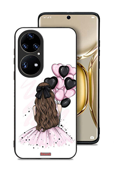 Tolwak غطاء حماية لهاتف هواوي بي 50 برو بتصميم فتاة تحمل بالونات