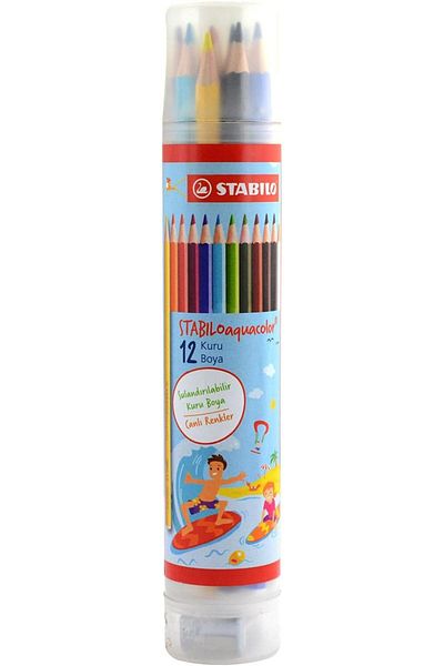 Mena Rise Şirinshop Aquacolor - Dry Crayons - 12 Tubes - Assorted Colors 1108107