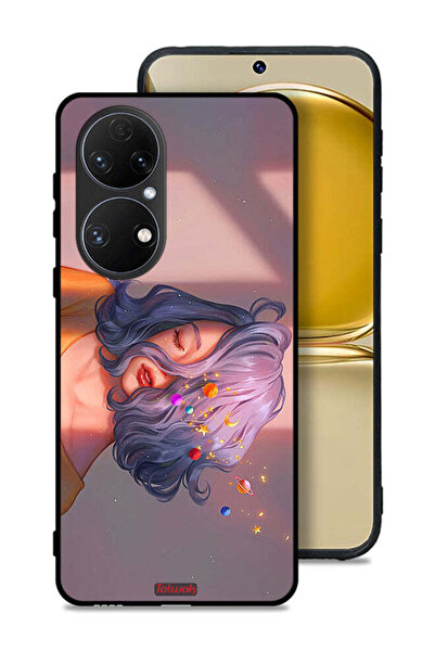 Tolwak Huawei P50E Protective Case Cover Girl And Space Art