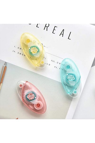 Lumely 3PCS Correction Tape(8mm x 5m),Colorful Adhesive Tape,Portable Smooth Roller Corrector for Child